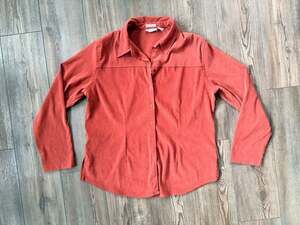 Apparenza Women's Plus Size 16W Faux Suede Snap Front Shirt Terracotta